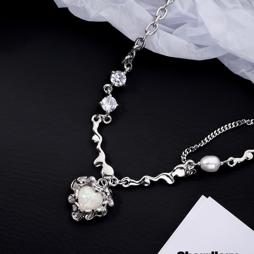 Twilight Heart Opal Necklace